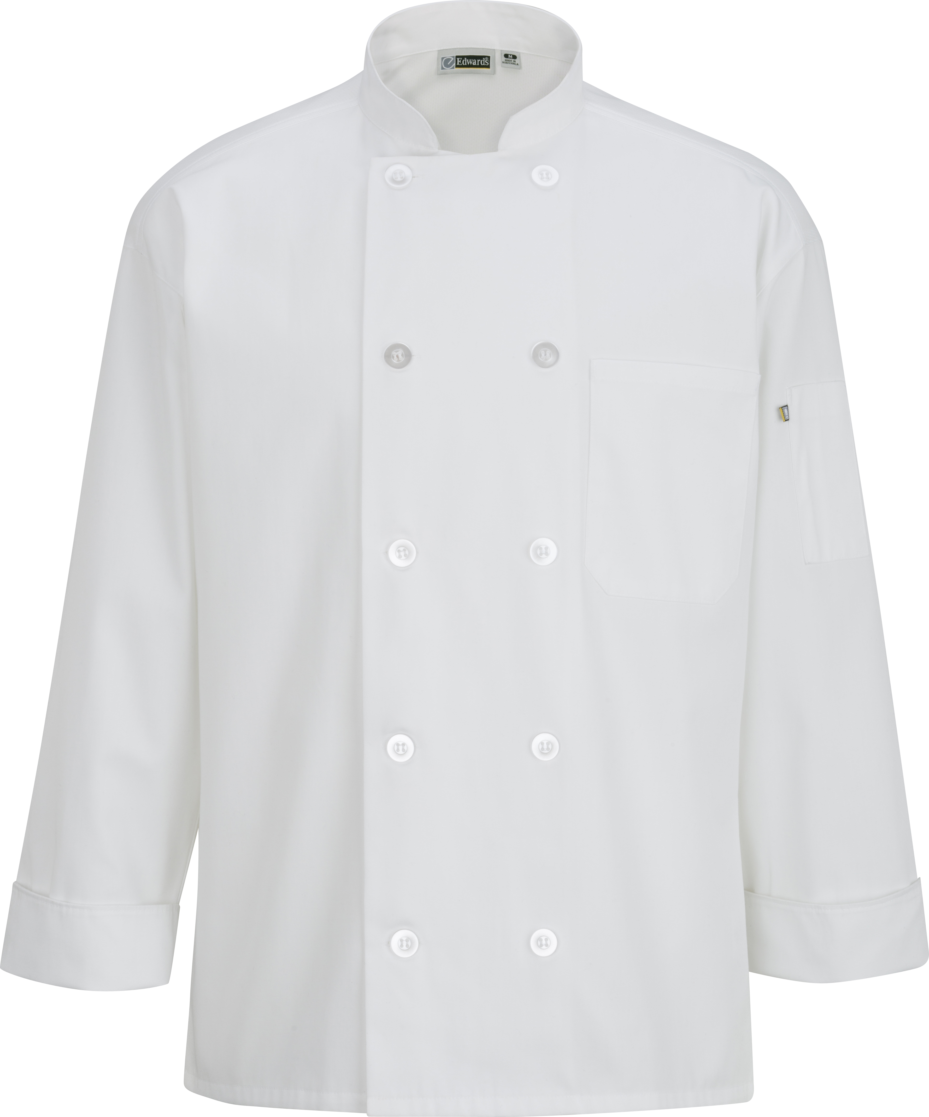 10 Button Mesh Back Long Sleeve Pocket Chef Coat Jacket S-XL White New All Star 