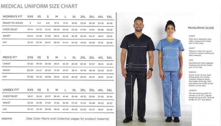 Rainbows Uniform Size Chart