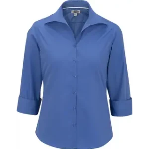 Ladies' 3/4 Sleeve Open Neck Poplin Blouse