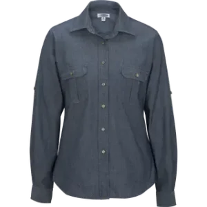 Ladies' Chambray Roll Up Sleeve Shirt